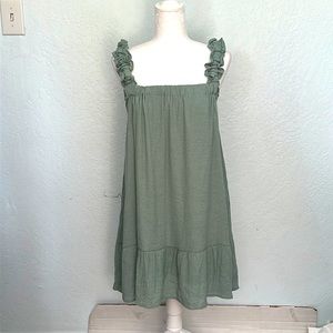 Blue Pepper Green Ruffle elastic Traps Dress